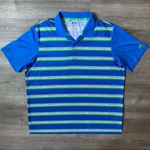 Adidas Climacool Blue Green Striped Athletic Golf Polo XL